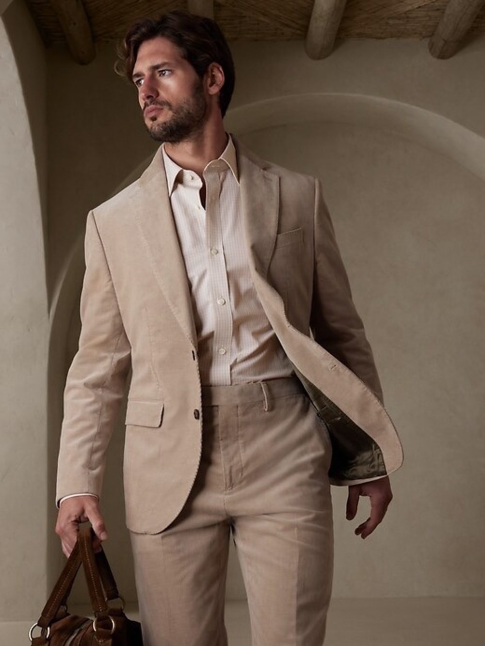 Banana Republic SPRING CORDUROY SUIT JACKET, Tan, 50 Regular